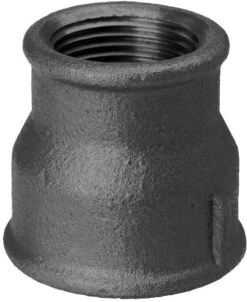 Hermann Schmidt Temperguss Reduktionsmuffe 14240006 DN 15 X 10, 1/2" X 3/8", IG/IG, Schwarz